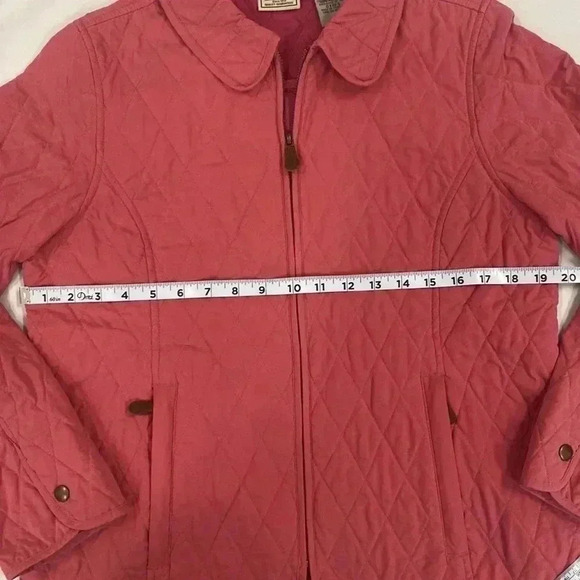 Vintage 90s L.L. Bean Quilted Riding Jacket Pink Full Zip Pockets nylon M Pet - Picture 3 of 10